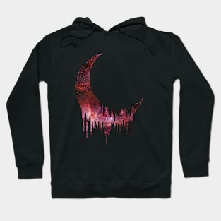 Galaxy moon dripping / melting (red galaxy) - universe / cosmos / space - gift idea Hoodie